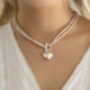 Double Strand Pearl And Silver Heart Necklace, thumbnail 5 of 11