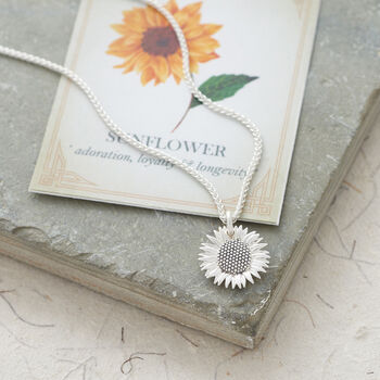 Sunflower Solid Silver Necklace, 3 of 8