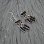 Raw Green Black Tourmaline Earrings: Silver Or Gold, thumbnail 5 of 7