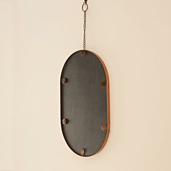 Oval Antique Copper Hanging Chain Wall Mirror, 5 of 8