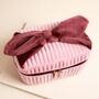 Large Pink And Burgundy Velvet Bow Vanity Makeup Bag, thumbnail 3 of 5