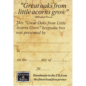 From Little Acorns' Pewter Christening Box Personalised, 5 of 9