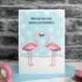 'Flamingos' Personalised Couple Christmas Card, thumbnail 3 of 4