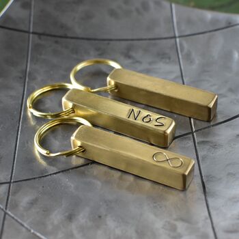 Personalised Gift, Bronze Bar Keyring Anniversary Birthday, 4 of 11