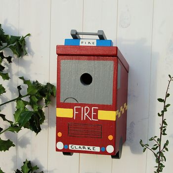 Personalised Fire Engine Bird Box, 8 of 10