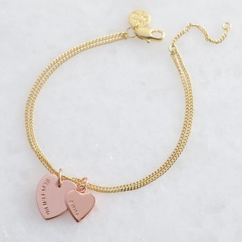 Personalised Double Heart Charm Bracelet, 4 of 9