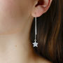 Hammered Silver Shooting Star Threader Earrings, thumbnail 3 of 6