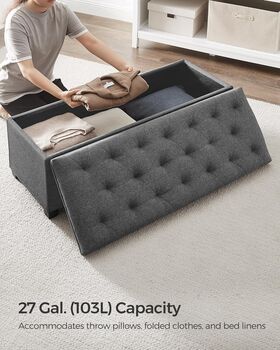 Storage Ottoman Footstool With Lid Feet Bed End Bench, 9 of 12