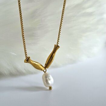 Adjustable 18k Gold Fish And Pearl Charm Necklace With Removable Charms,June Birthstone Jewellery, 2 of 6