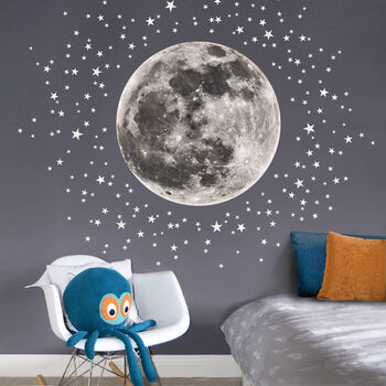 Moon And Stars Fabric Wall Sticker, 2 of 6
