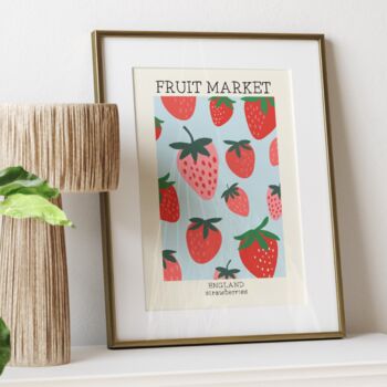 Strawberry Wall Art Fruit Market Print, 4 of 4