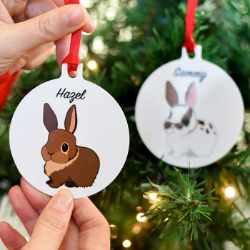 Personalised Rabbit Christmas Tree Decoration, 5 of 6