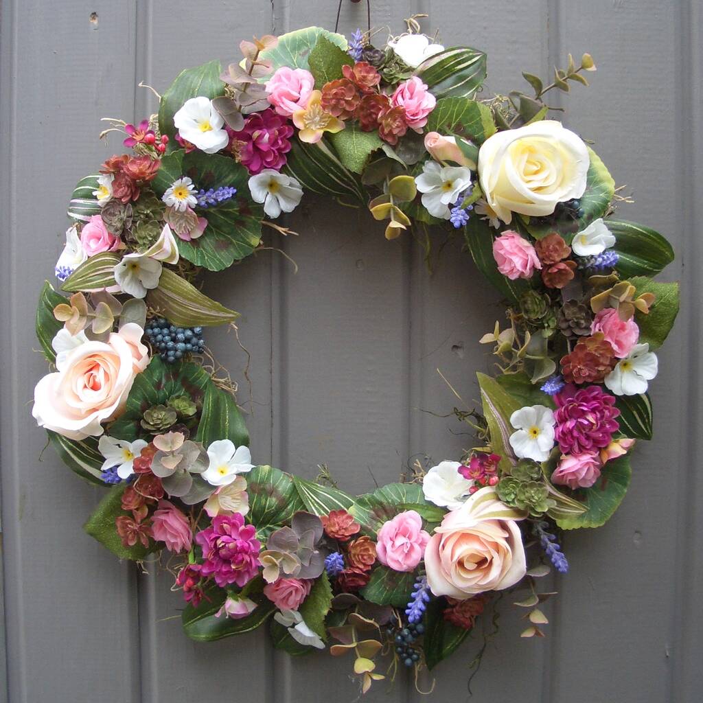 Summer Wedding Rosey Posy Decorative Wreath, 1 of 8