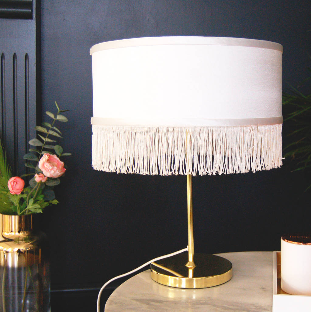 Fringed Gold Table Lamp Bedside Lamp By The Luxe Co