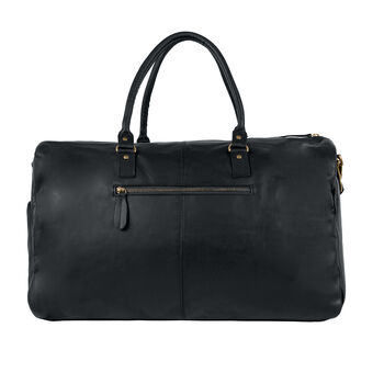 Black Leather Overnight Bag With Shoe Compartment, 7 of 12