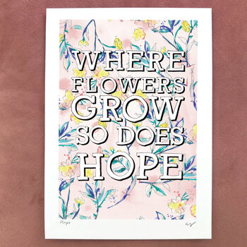 'Hope Grows' Illustrated Typography Print By Gem Pang Illustration ...