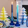 Paper Tree Decorations In Blue And Yellow Ombre, thumbnail 3 of 4