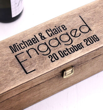 Personalised Wooden Carved Engagement Wine Box, 3 of 3