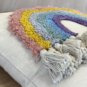 Personalised Children's Chunky Tassel Rainbow Cushion, 3 of 3