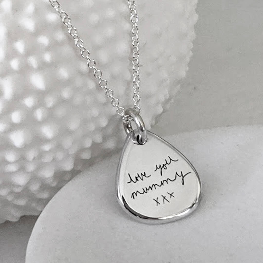 Personalised Handwritten Message Silver Necklace By Hold upon Heart