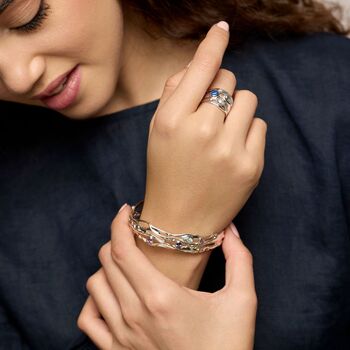 Silver Ring With Blue Topaz, Pearl And Lapis Lazuli, 7 of 9