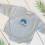 Personalised Embroidered Blue Rainbow Sweatshirt Romper, thumbnail 1 of 2
