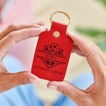 Football Fan Personalised Leather Keyring, 4 of 5