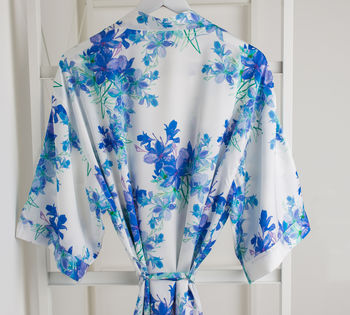 Personalised Luxury Blue Watercolour Dressing Gown, 3 of 7