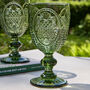 Fleur De Lys Green Embossed Wine Glass, thumbnail 4 of 4