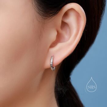 Sterling Silver Foil Effect Hoop Earrings, 6 of 9
