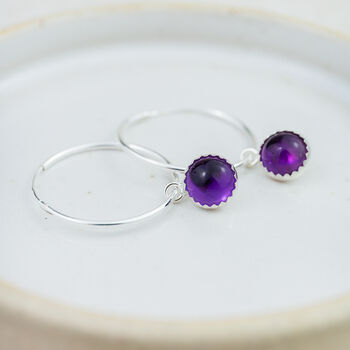 Sterling Silver Large Gemstone Hoop Earrings, 9 of 12
