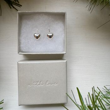 Small Sterling Silver Heart Earrings, 6 of 6