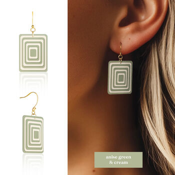 Layered Geometric Rectangle Earrings | Five Colours Available, 2 of 8