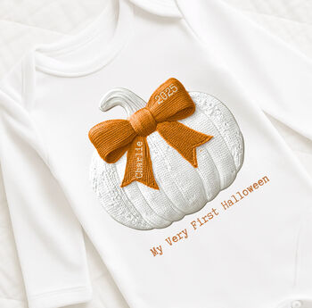 Personalised My Very First Halloween Pumpkin Baby Vest, 2 of 2