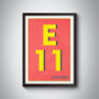 E11 Waltham Forest Typography Postcode Print, thumbnail 6 of 10