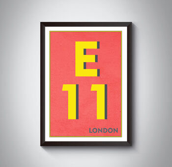 E11 Waltham Forest Typography Postcode Print, 6 of 10