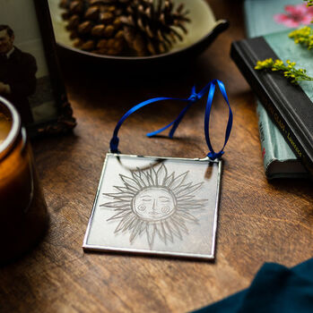 Sun Shine Engraved Glass Hanging Decoration, 5 of 7