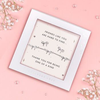 Thank You Friendship Silver Plated Bow Earrings And Bracelet Jewellery Set, 2 of 9