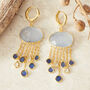 Aquamarine Chalcedony Gold And Silver Hoop Earrings: Topaz Gemstone Dangle, thumbnail 1 of 2