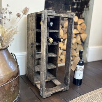 Vintage Industrial Wooden Wine Bottle Crate Rack, 3 of 9