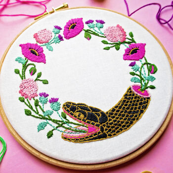 Ouroboros Snake And Flowers Embroidery Kit, 2 of 7