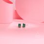 Emerald Cut Emerald Green Cz Stud Earrings, thumbnail 4 of 12