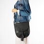 Black Soft Leather Large Tassel Ladies Saddlebag, thumbnail 3 of 8
