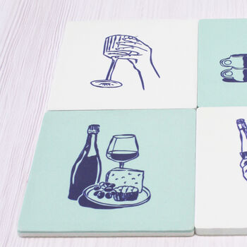 Wine, Cheese And Coffee Ceramic Coasters, 3 of 5