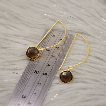 Smoky Quartz Gold Plated Sterling Silver Earrings, 7 of 8