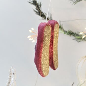 Velvet Ballerina Slippers Christmas Decoration, 2 of 3