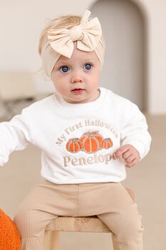 'My First Halloween' Pumpkin Embroidered Sweatshirt Jumper Personalised With Child's Name, 4 of 4