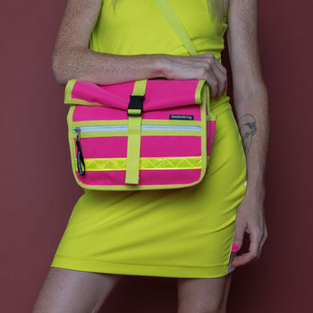 Neon Rolltop Handlebar Bag Pink, 9 of 9