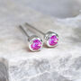 Mini Sterling Silver Bright Pink Opal Stud Earrings, thumbnail 4 of 11