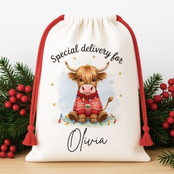 Highland Cow Christmas Sack, 2 of 3